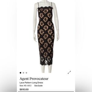 Elegant and sexy Agent Provocateur Black Lace Midi Dress